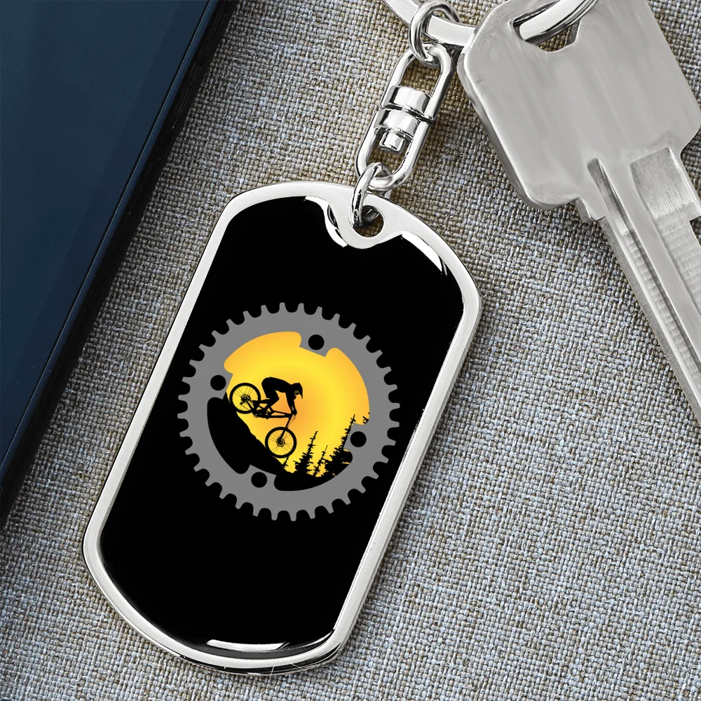 Stainless Steel or 18k Gold Swivel Dog Tag Keychain Q2258