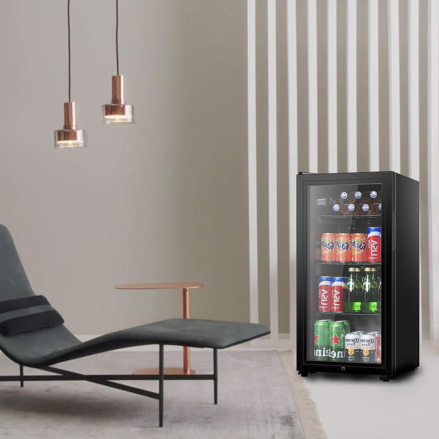 105 Can Freestanding Beverage Refrigerator with Double Glass Door R625833