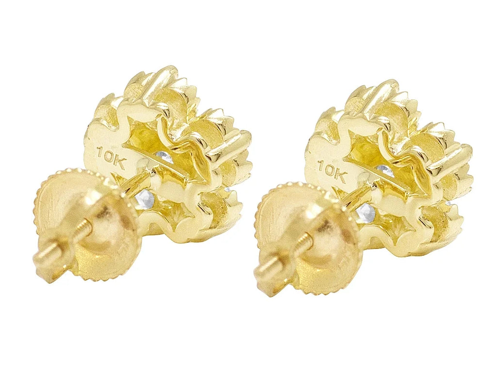 Yellow Gold Diamond Stud Earrings I676