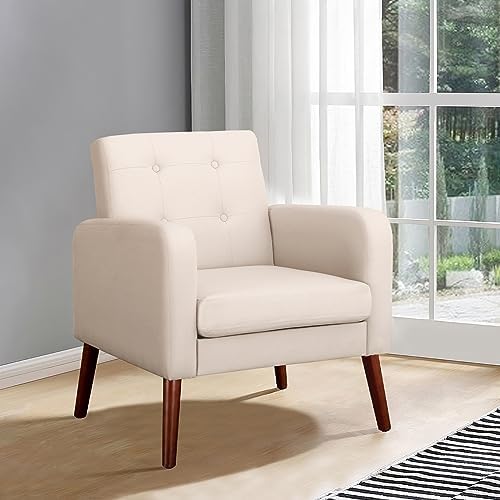 Dark Grey Linen Arm Chair with Solid Wood Legs P781586