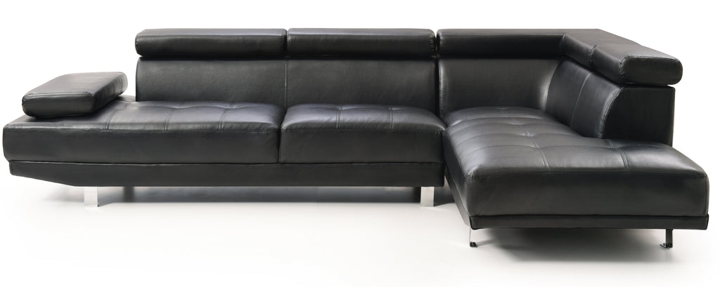 Black Sectional with Adjustable Armrest and Headrest O962278