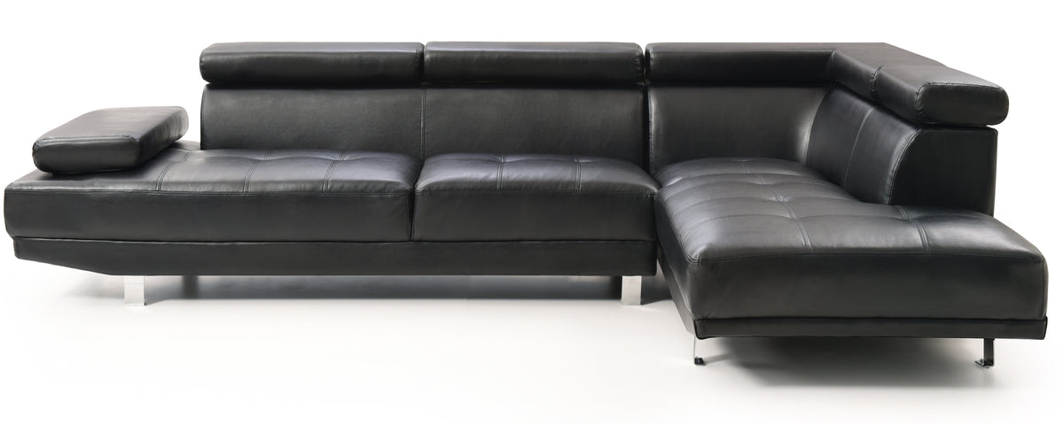 Black Sectional with Adjustable Armrest and Headrest O962278