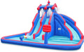 Mega Sport Inflatable Water Triple Slide Park with Climbing Wall, 3 Slides & Splash Pool J4846