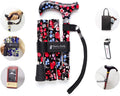 Folding Adjustable Walking Cane with Cane Bag and Reflective Cane Holder K344462