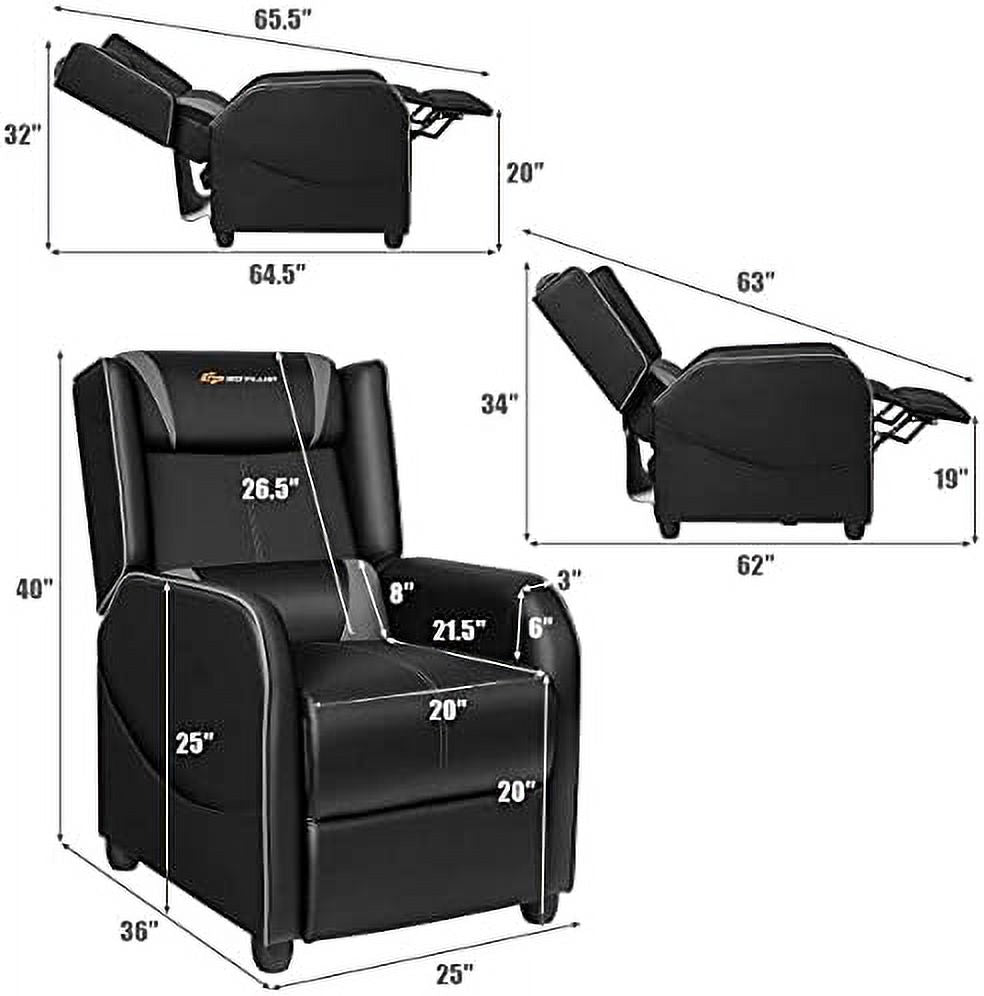 Gray Ergonomic PU Leather Massage Recliner Chair with Footrest & Headrest F14036