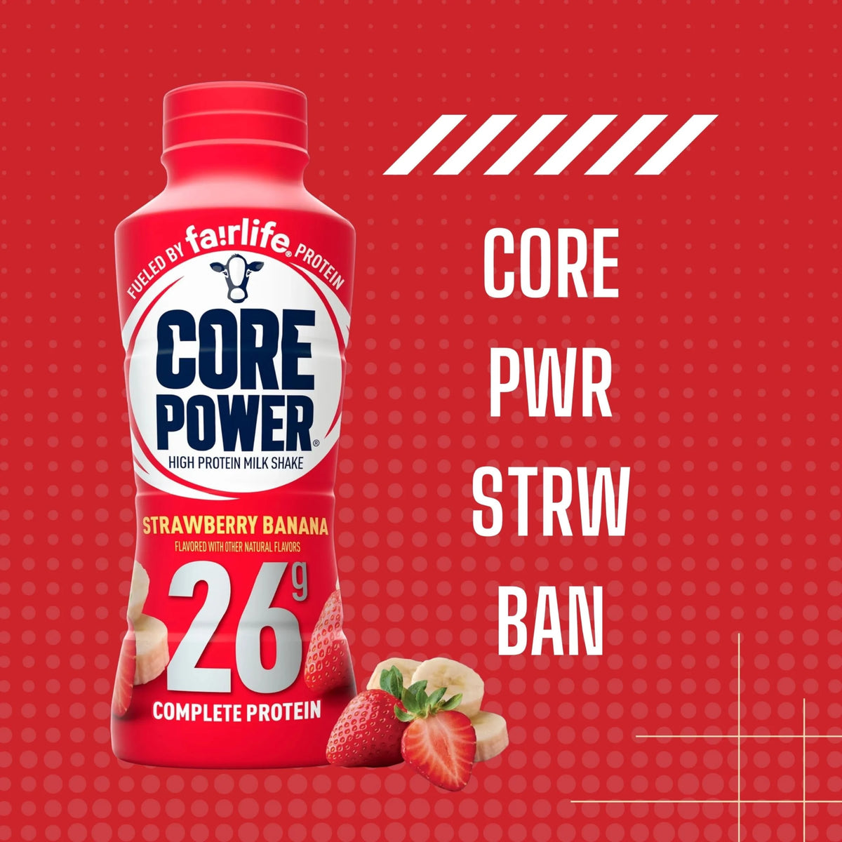 Strawberry Banana Flavor Protein Milk Shakes, 14 Fl Oz Pack of 12 K123724