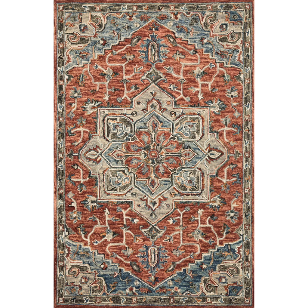 Hand-hooked Wool Star Area Rug Red/Multi 7'9" x 9'9" G352810