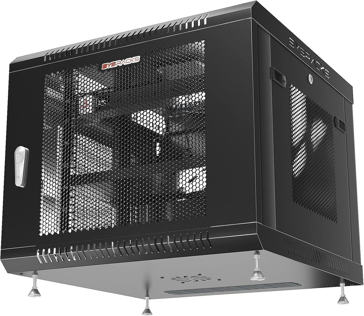 Locking 9U Wall Mount Server Rack with Casters and Shelf K3350