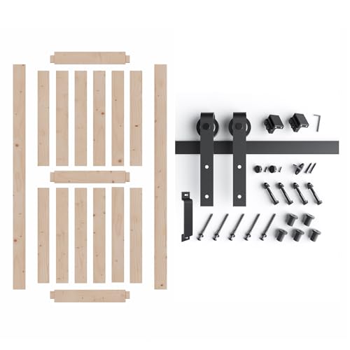 48in x 80in Sliding Wood Barn Door with 8FT Barn Door Hardware Kit Z532465