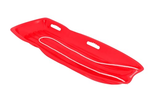 Red and Blue Plastic Toboggan Snow Sled with Pull Rope (2 Pack) C7801