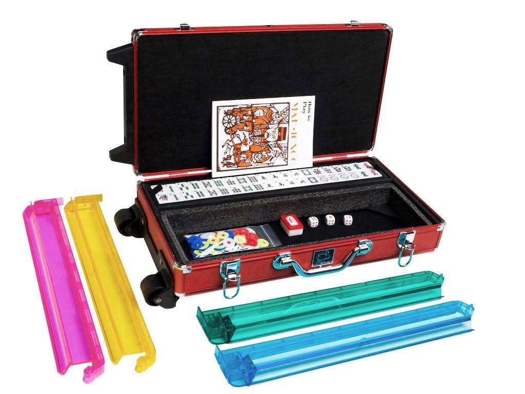White Aluminum Case Mahjong Set X9501