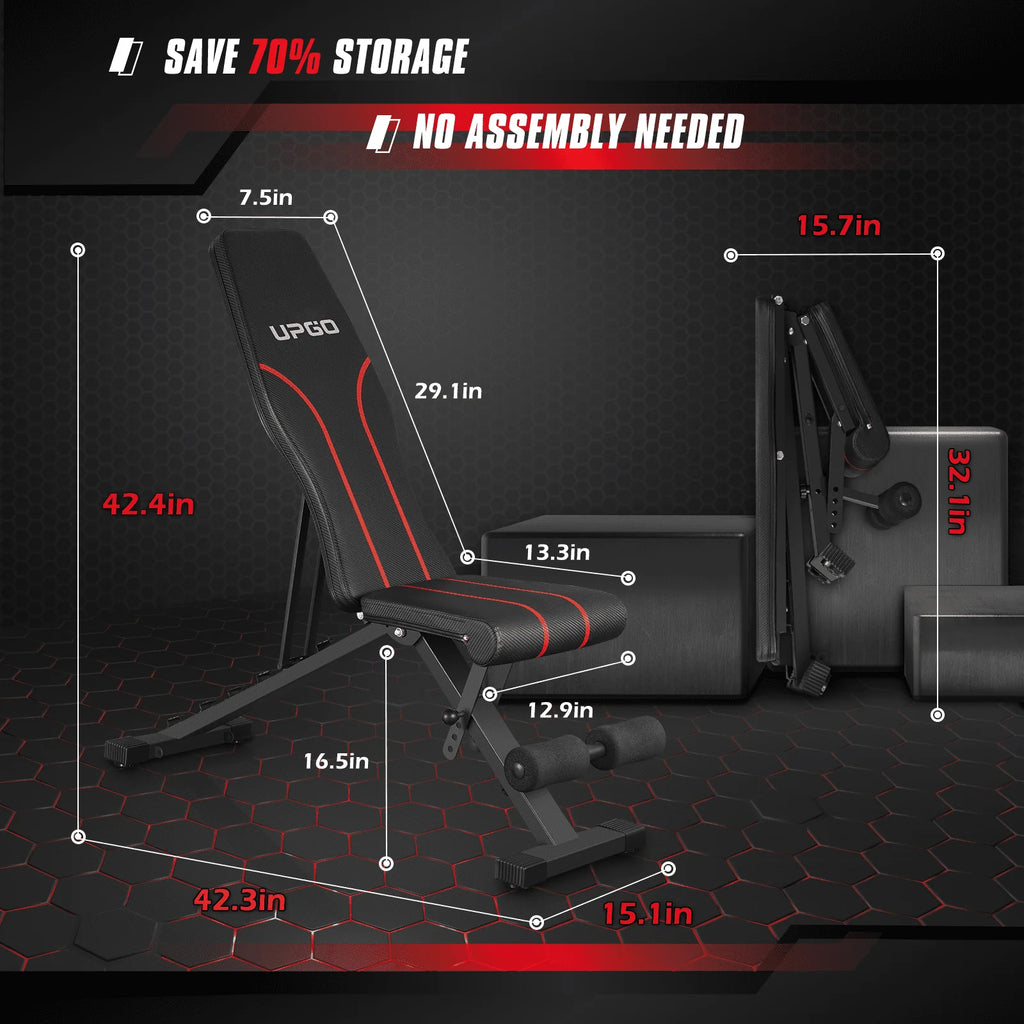 Adjustable Weight Bench with 660lbs Weight Capacity Foldable Gym Bench S31965