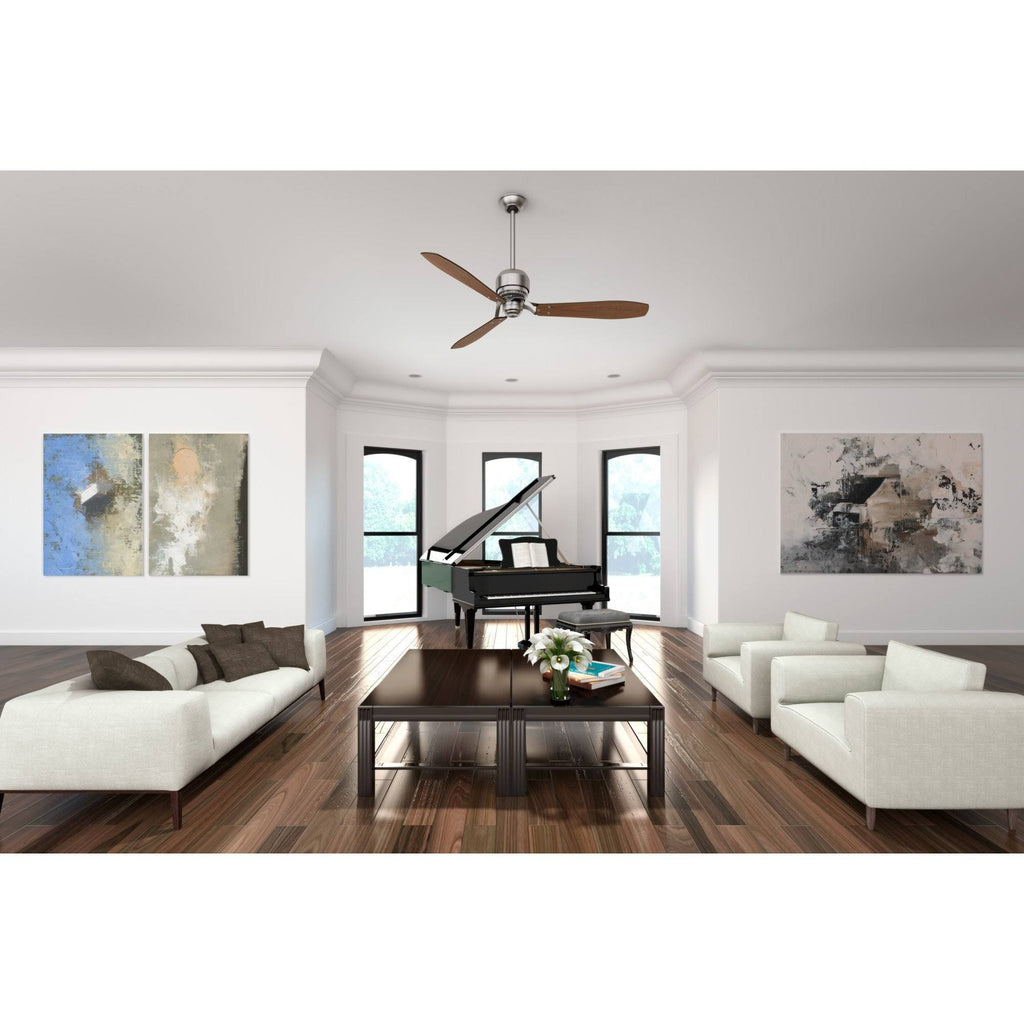 Brushed Nickel Ceiling Fan with Burnt Walnut/Walnut Blades L5180