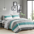 Queen Aqua/Grey 7 Piece Microfiber Comforter Set E118103