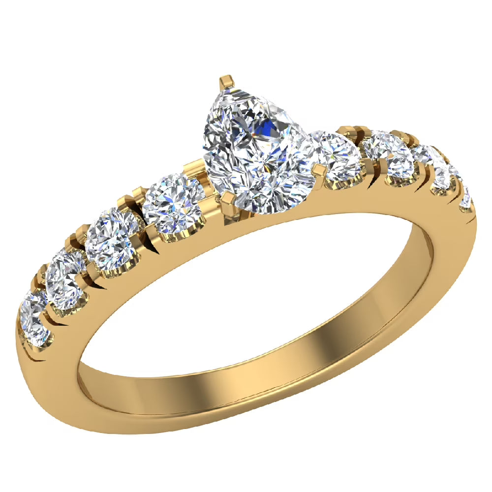 Pear Cut Solitaire Diamond Ring 18K Gold 1.00 Carat X6032