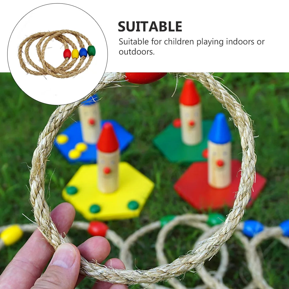 10 PCS Natural Rope Ring Toss Kids Toys H4055