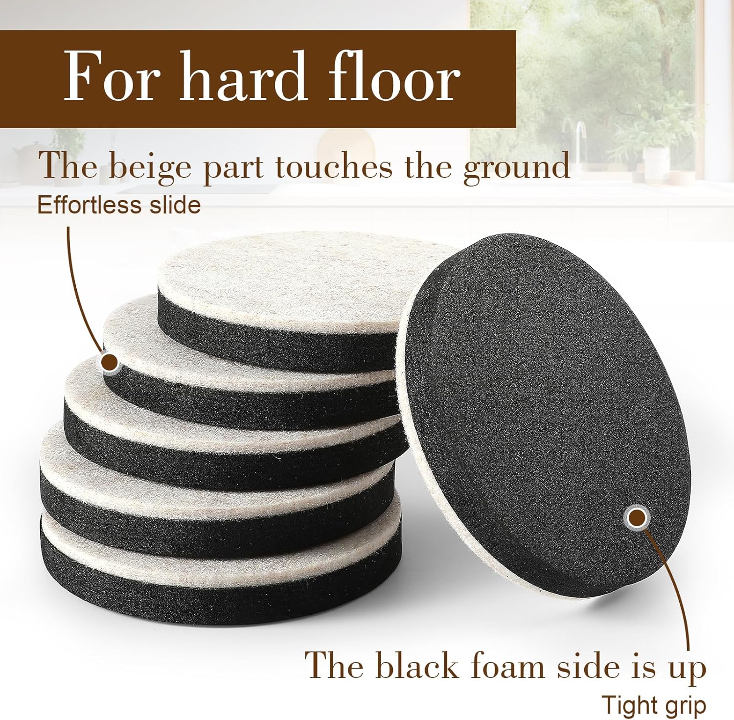 8Pcs 3.5 Inches Reusable Heavy Duty Furniture Sliders J872659