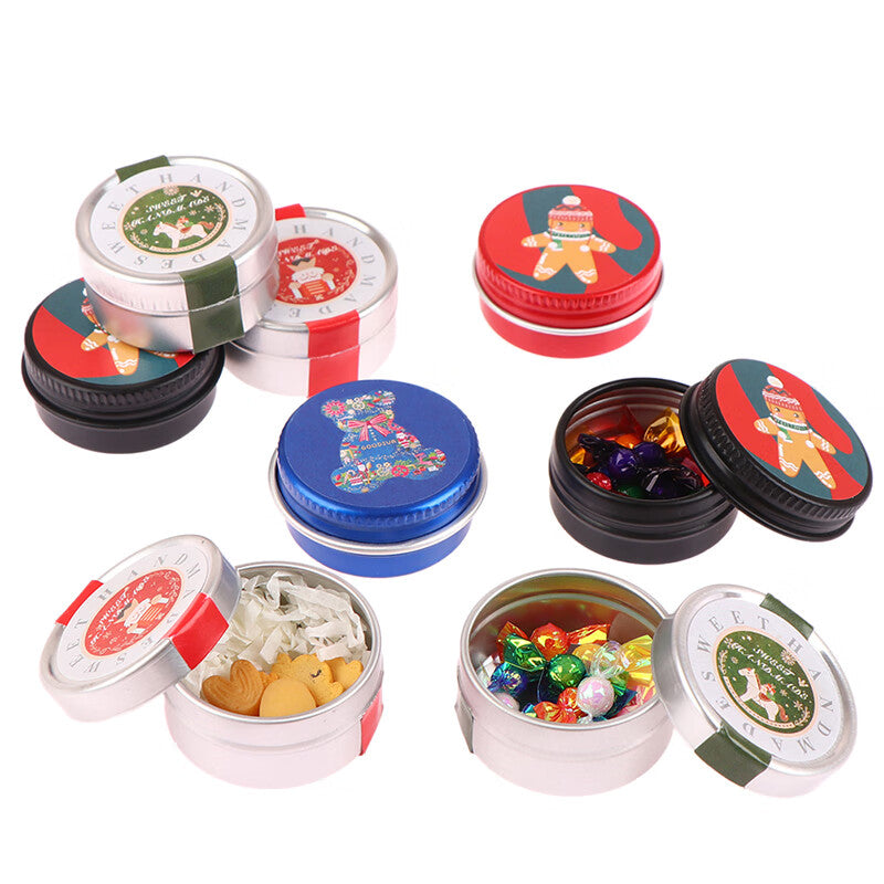 1:12 Dollhouse Mini Christmas Cookies Candy Gift Box Tin Box Z383179