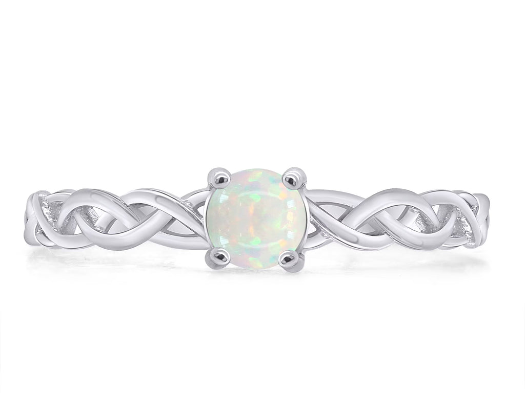 14k White Gold Over Sterling Silver Created Opal Solitaire Ring V1467