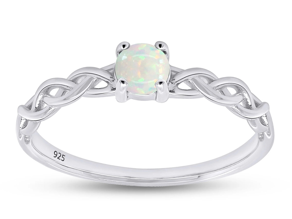 14k White Gold Over Sterling Silver Created Opal Solitaire Ring V1467