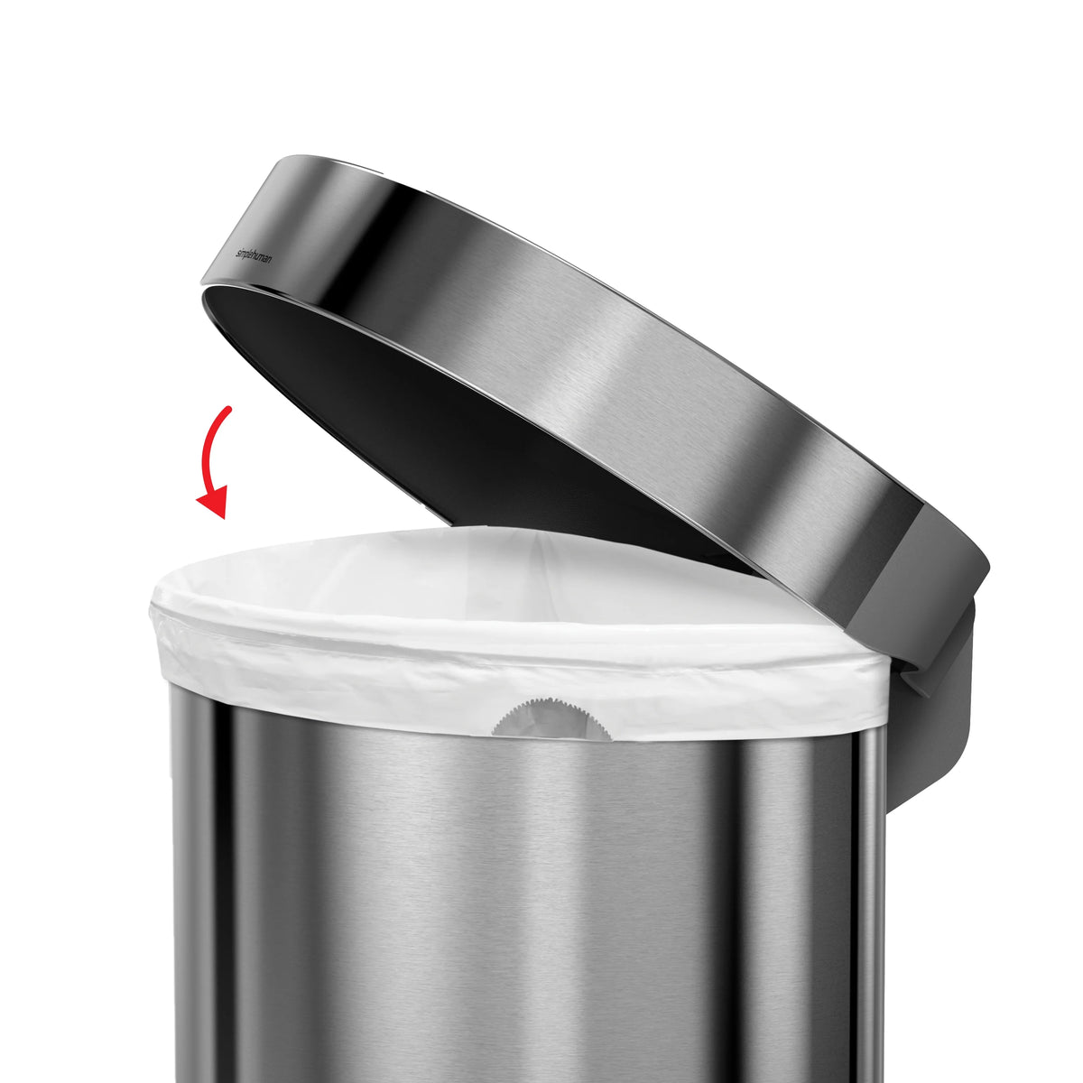 45 Liter Stainless Steel Semi-Round Step Trash Can with Soft-Close Lid E8159
