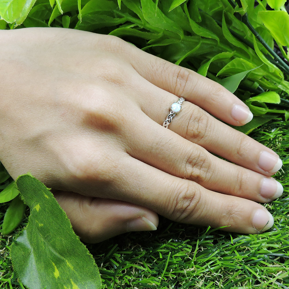 14k White Gold Over Sterling Silver Created Opal Solitaire Ring V1467