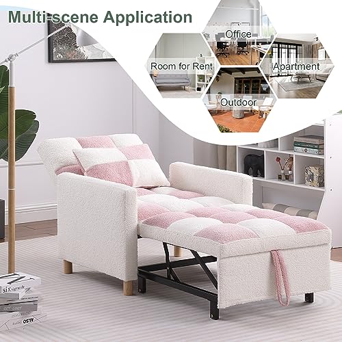 Convertible Chair Bed with Pillow Velvet Fabric X582