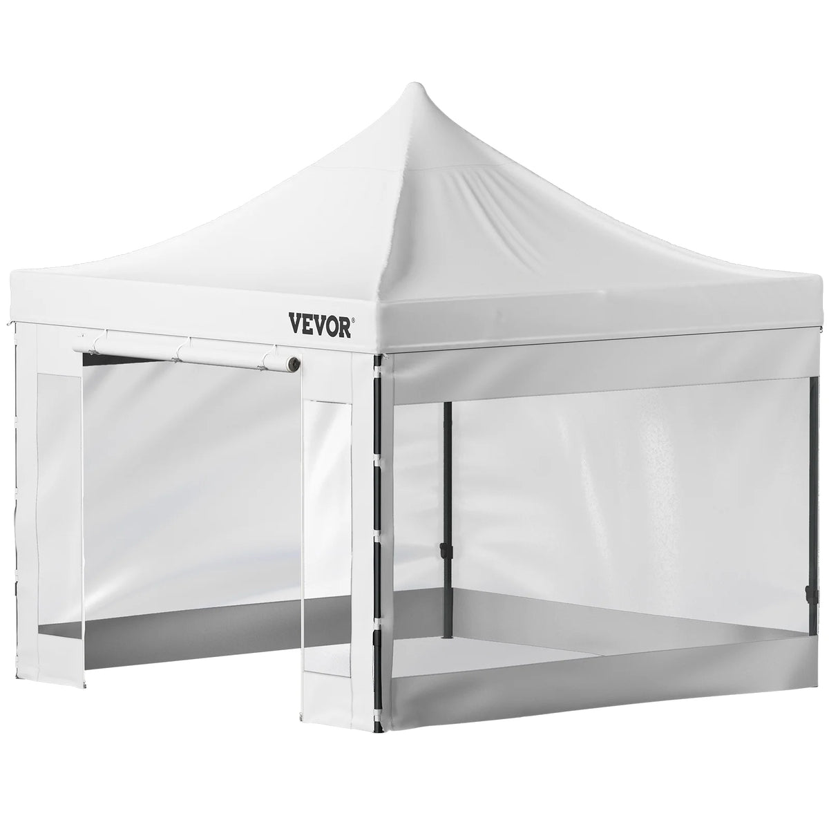 White 10 x 10 ft Pop Up Canopy Tent with Removable Sidewalls and Wheeled Bag A4230