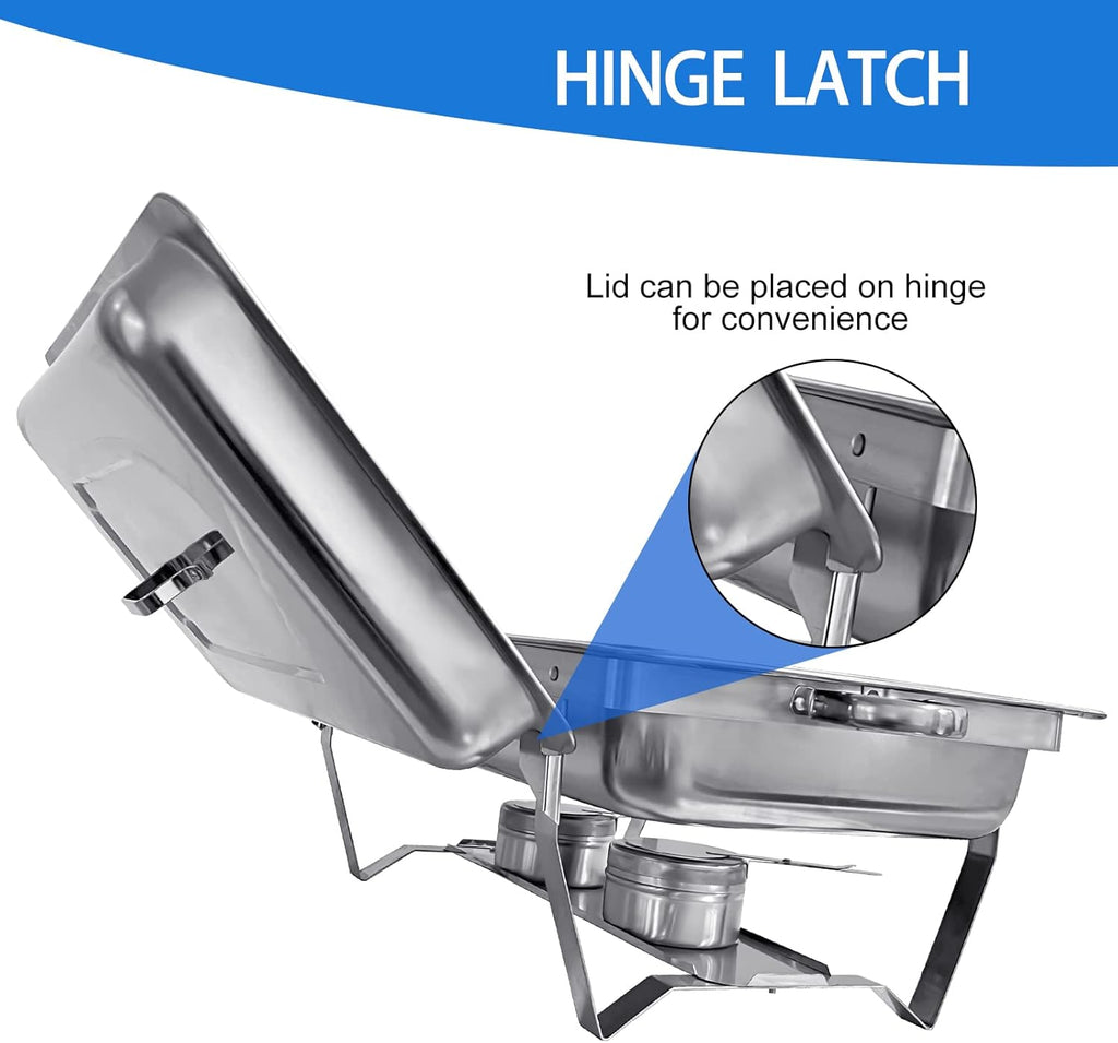 Chafing Dish Buffet Set 4 Pack 8QT Half Size Food Warmer Chafer Complete Set with Water Pan, Chafing Fuel Holder U110