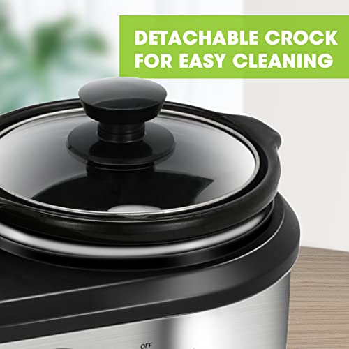 Double Slow Cooker with 2 X 1.25QT Ceramic Pots and Glass Lid U444