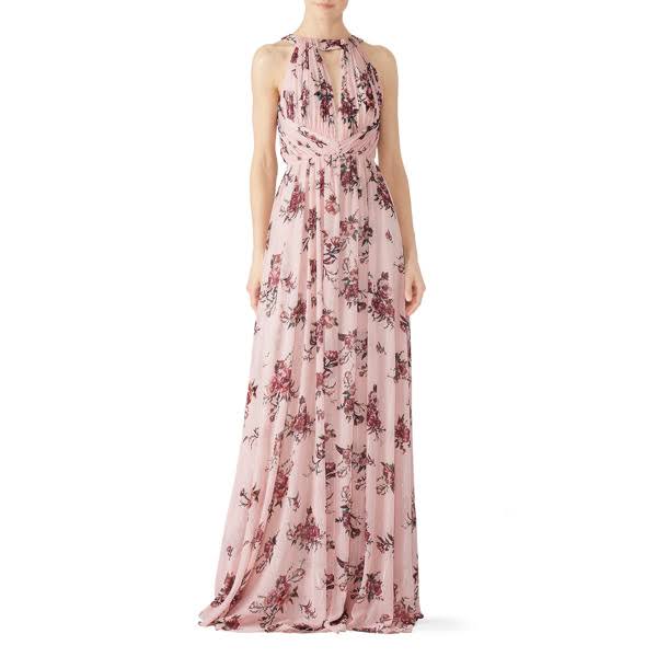 Blush Printed Floral Gown T731582