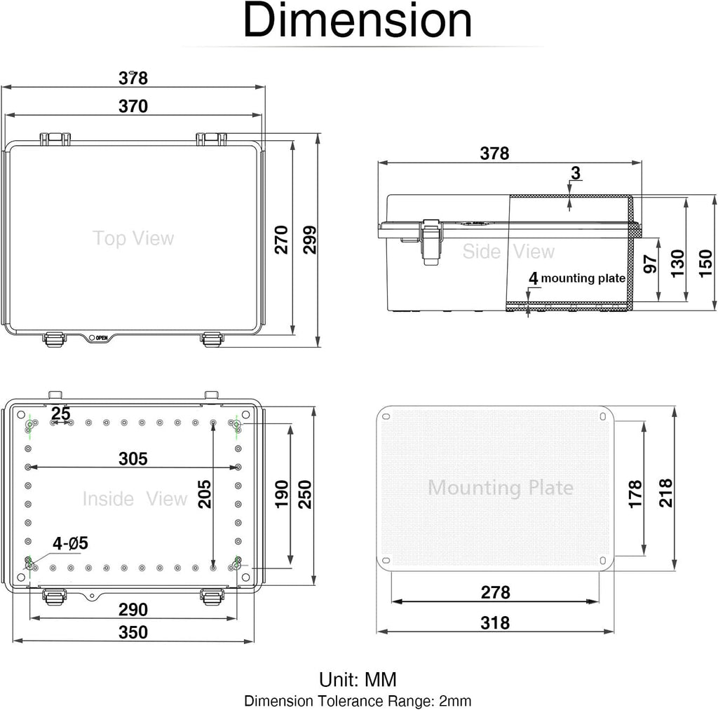 Grey ABS Plastic IP67 Waterproof Junction Box with Mounting Plate K5556
