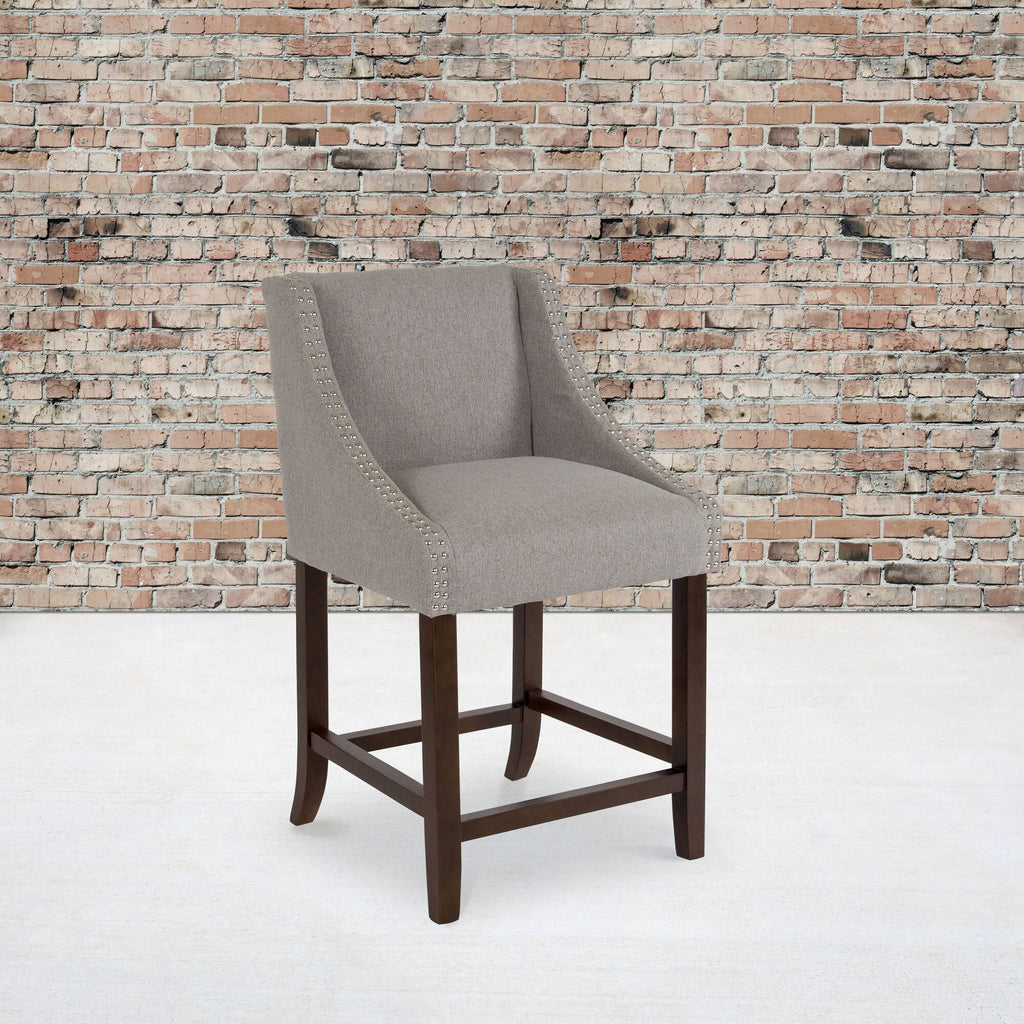 Light Gray Fabric Counter Height Stool T892