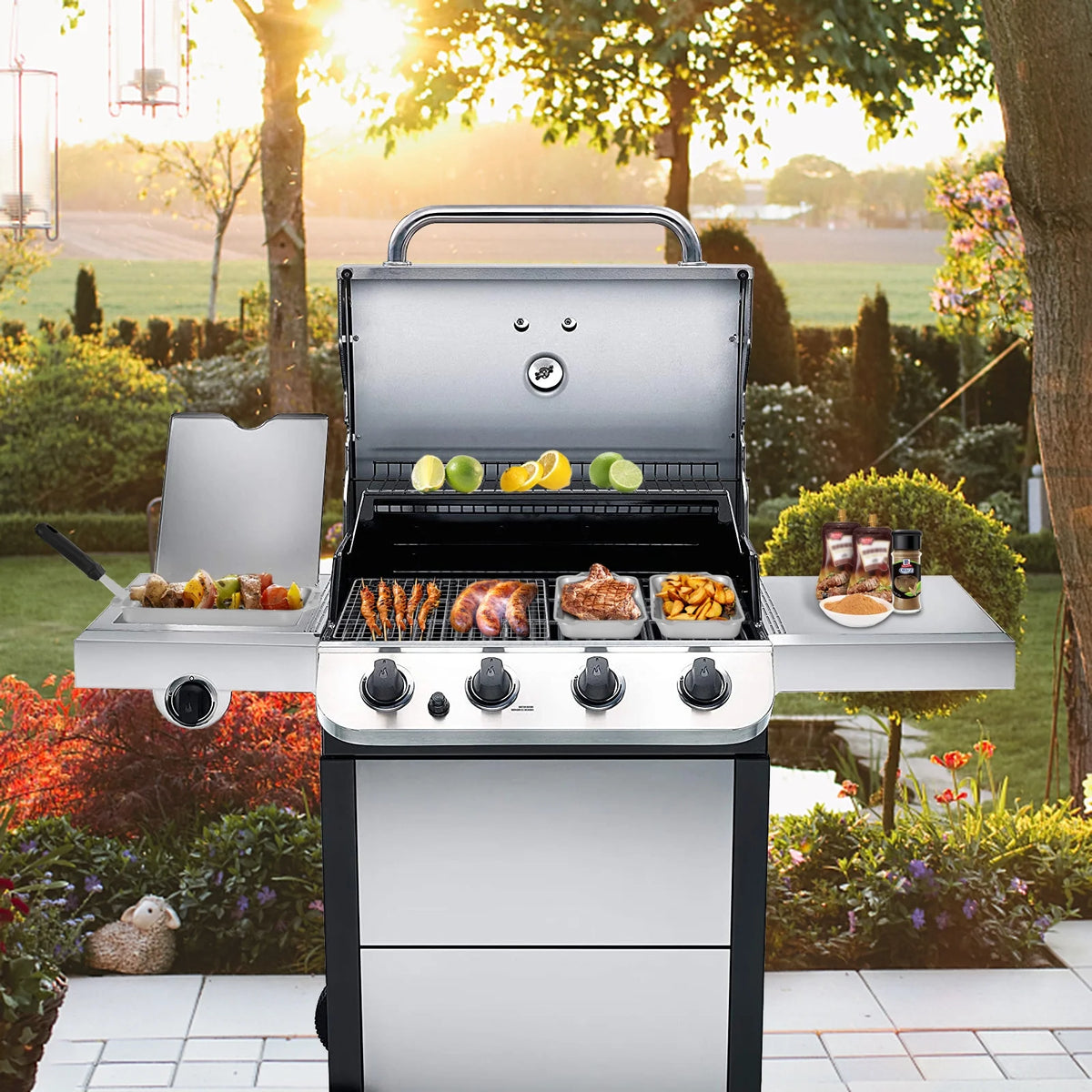 6-Piece Stainless Steel Grill Basket Set with Cooling Rack A1886