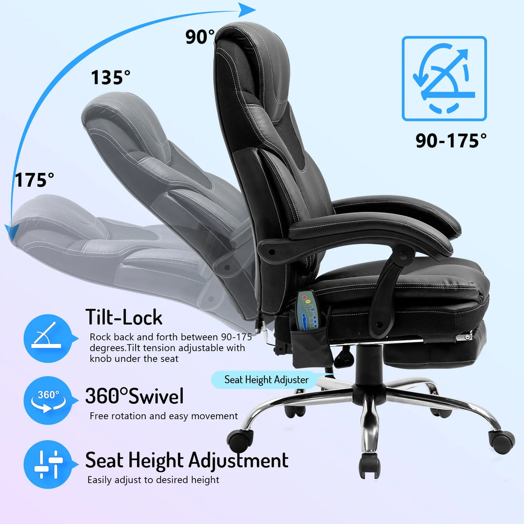 Ergonomic High Back Reclining Office Chair with Footrest U92294