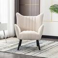 Beige Polyurethane Tufted Wingback Chair C344