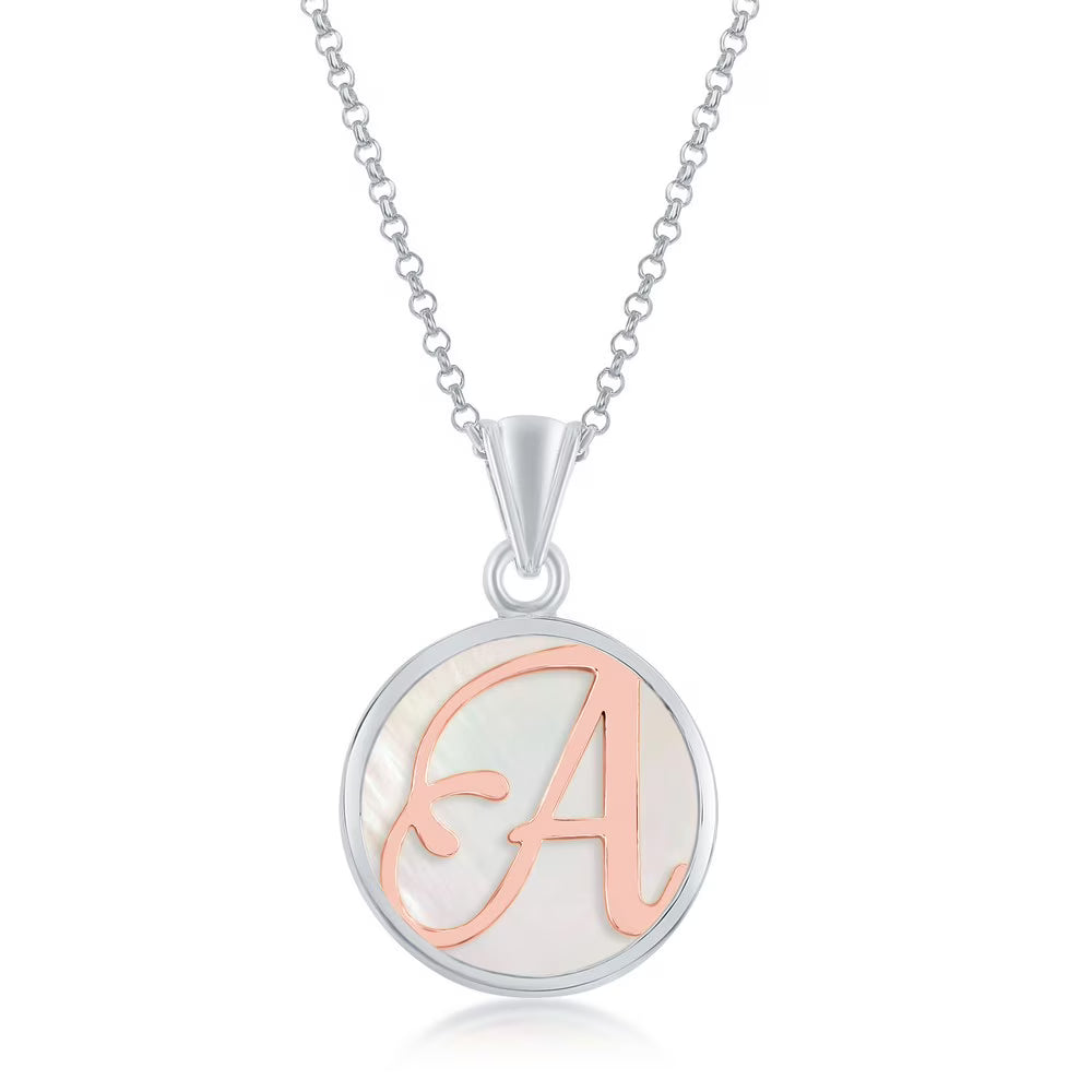 18'' Rose Gold Plated Mother of Pearl Pendant Necklace B341