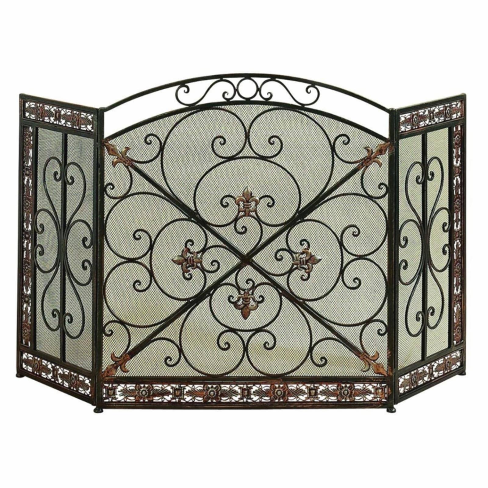 Bronze 3-Panel Metal Fire Screen S601028