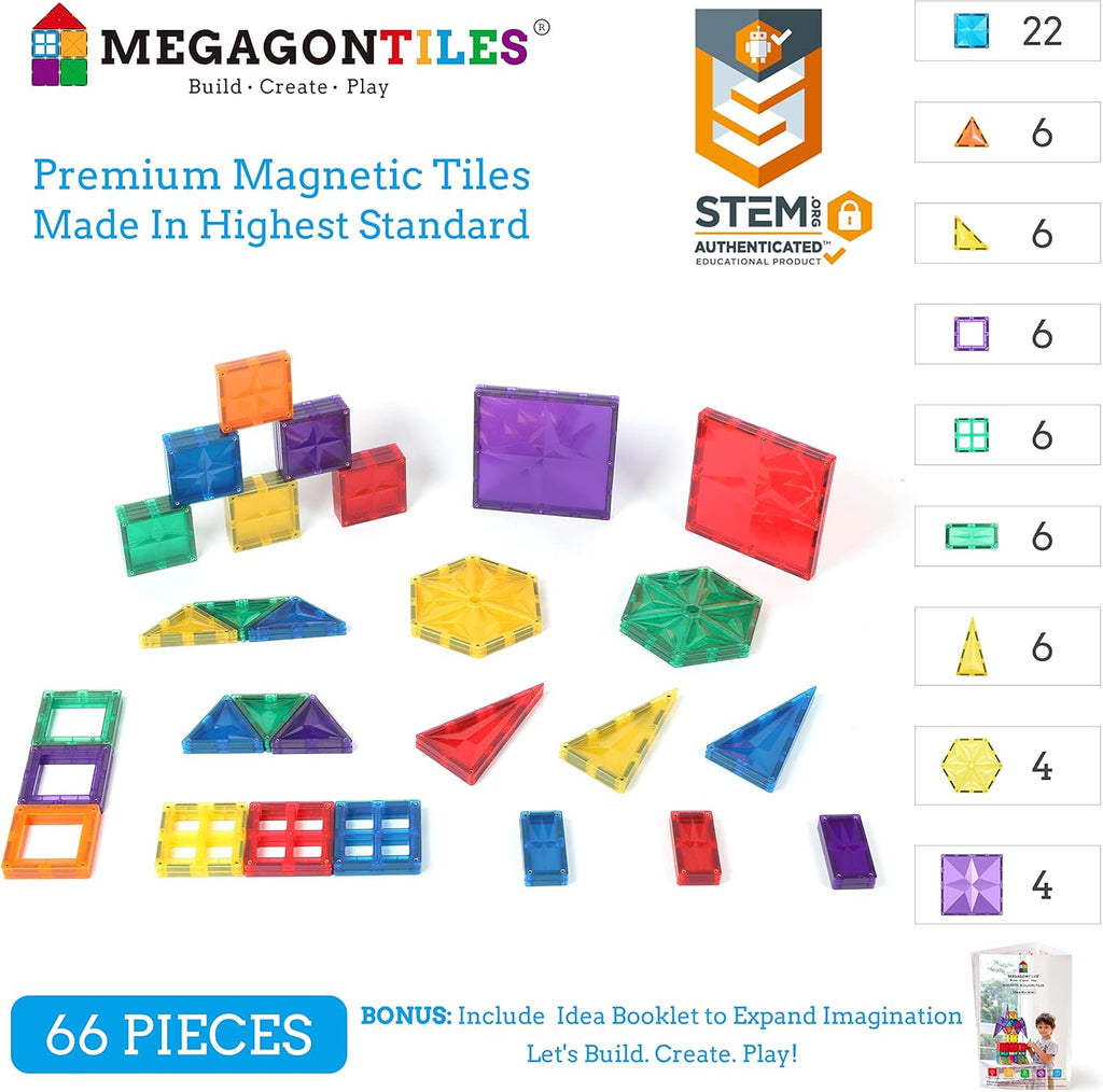 66PCS Magnetic Tiles Building Blocks G510663