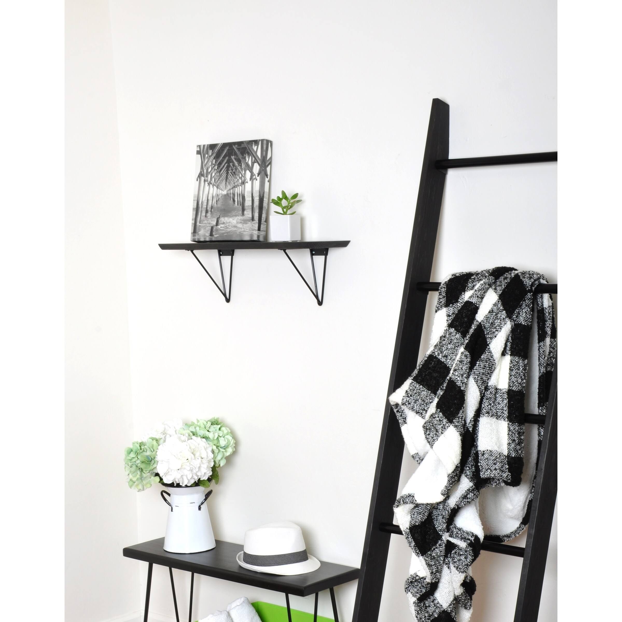 White Washed Wood Bracket Shelf S4686