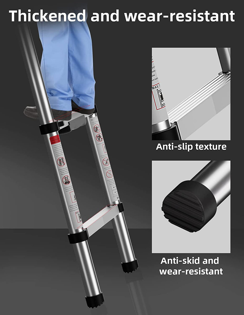 Telescoping Ladder, 12.5 FT Aluminum, 330 lbs Load Capacity A49967