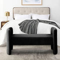 White Teddy Velvet Upholstered Ottoman Bench A252080