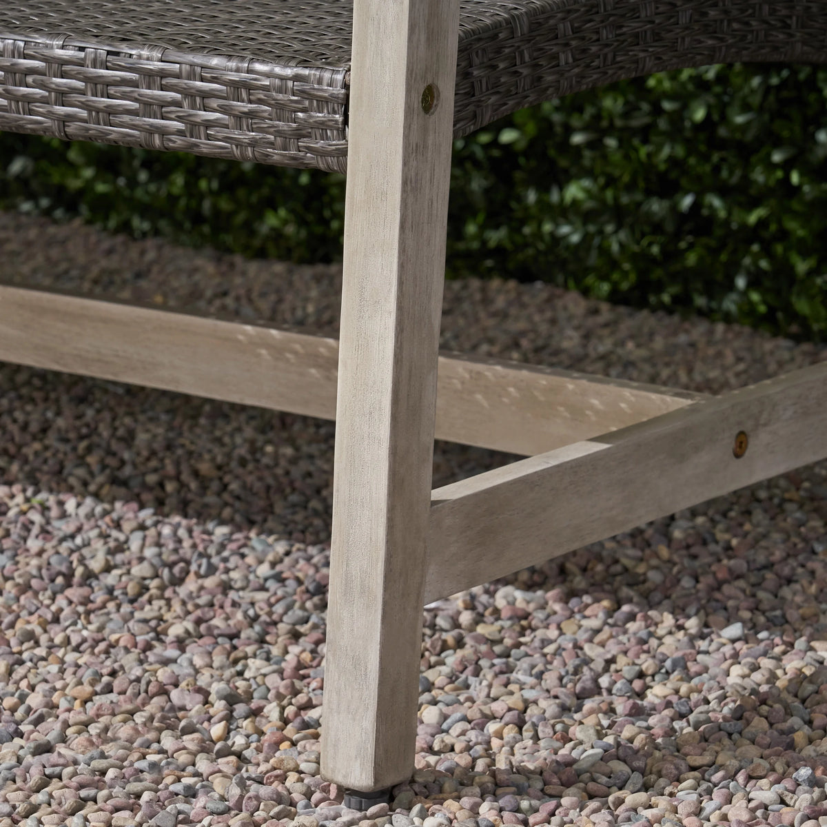 Light Gray Wood and Wicker Outdoor Sofa B24997