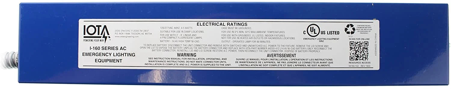 Emergency Backup Battery for T8 and T12 Lamps V88571