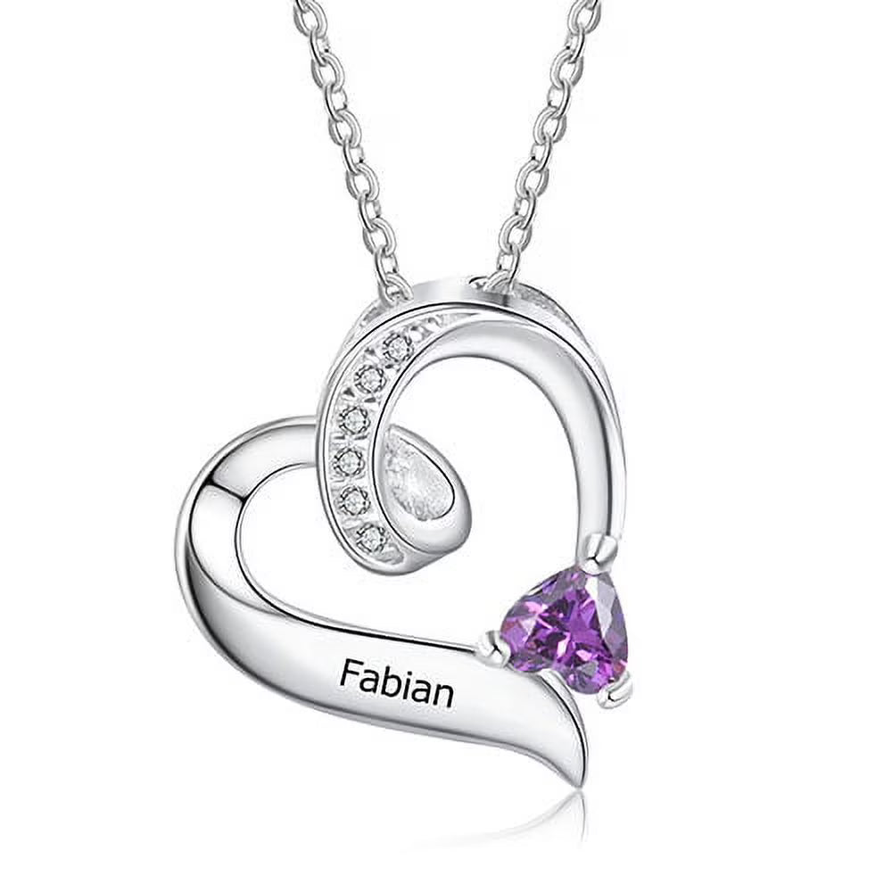 Sterling Silver Birthstone Heart Necklace A1348