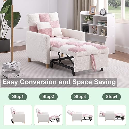 Convertible Chair Bed with Pillow Velvet Fabric X582