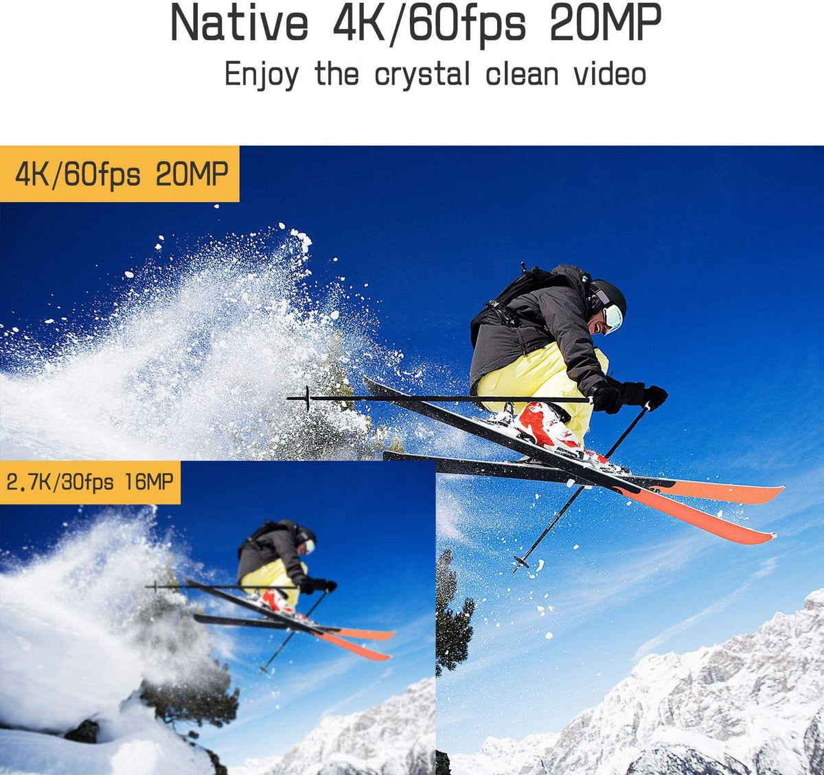 4K 60FPS 20MP Waterproof Action Camera with Touch Screen Stabilizer 2 Rechargeable 1350 Batteries and Accessories Kit M5661