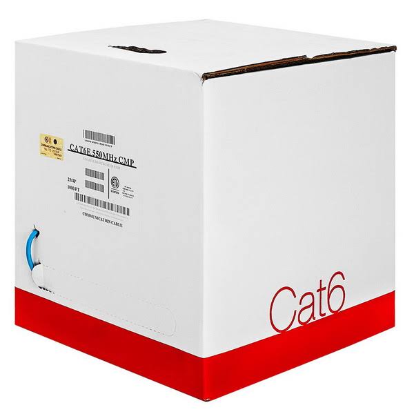 Plenum Cat6 23AWG Solid Bare Copper 1000ft Ethernet Cable Blue W93961