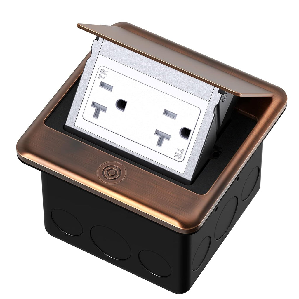 Pop Up Floor Electrical Outlet with 20 Amp Stainless Steel GFCI Tamper Receptacle K710