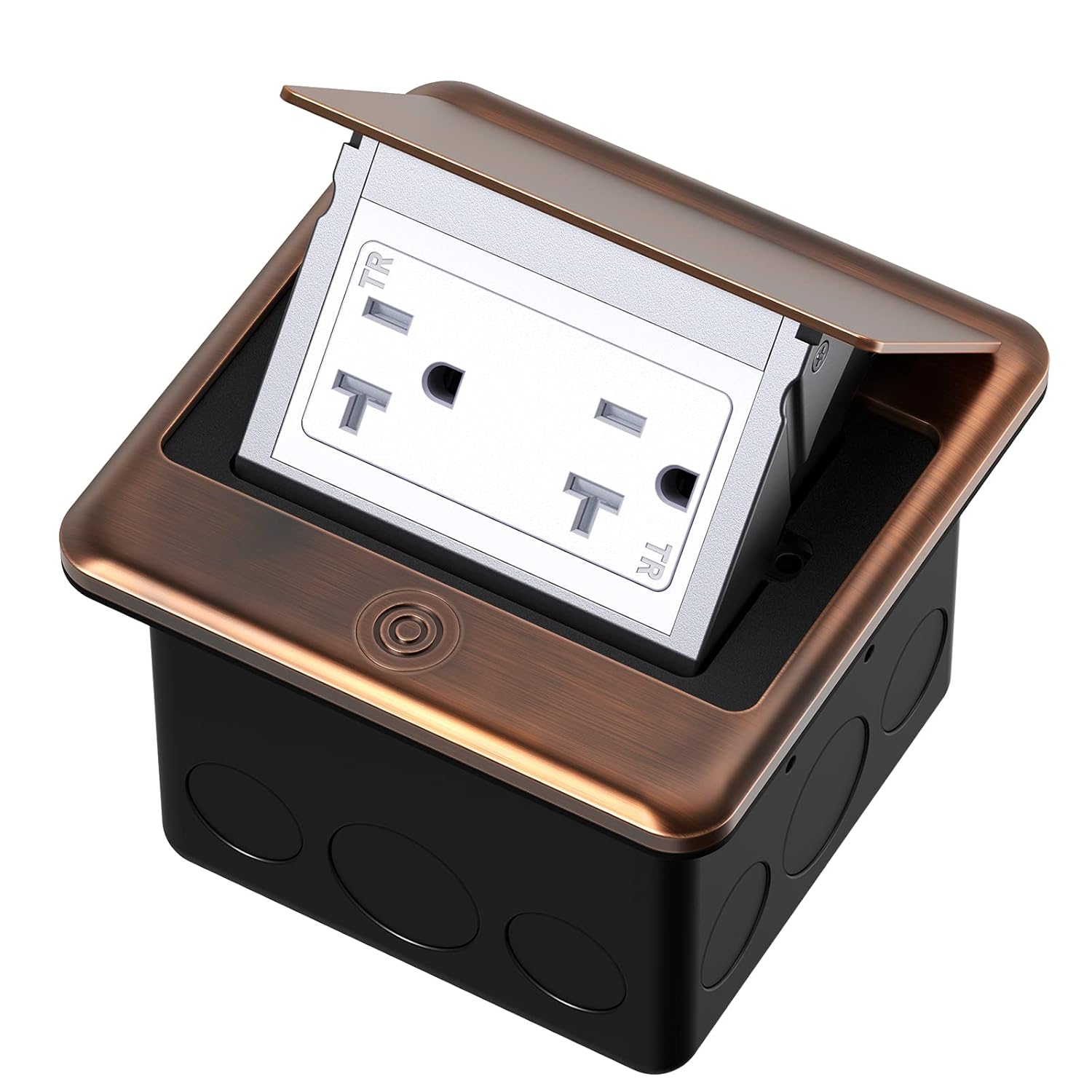 Pop Up Floor Electrical Outlet with 20 Amp Stainless Steel GFCI Tamper Receptacle K710